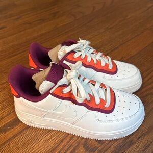 Nike Air Force One with Burgundy and Orange Detailing